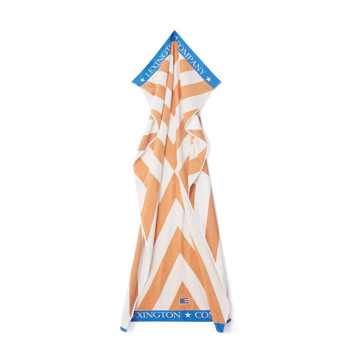 Graphic Cotton Velour Strandhandtuch 100 x 180cm, Beige-weiß-blau Lexington