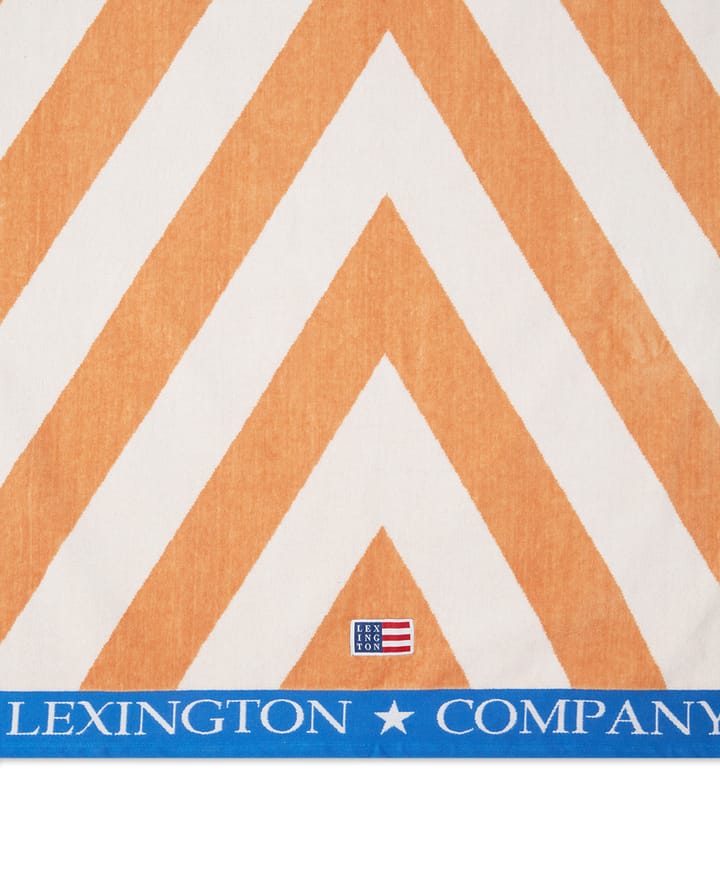 Graphic Cotton Velour Strandhandtuch 100 x 180cm - Beige-weiß-blau - Lexington