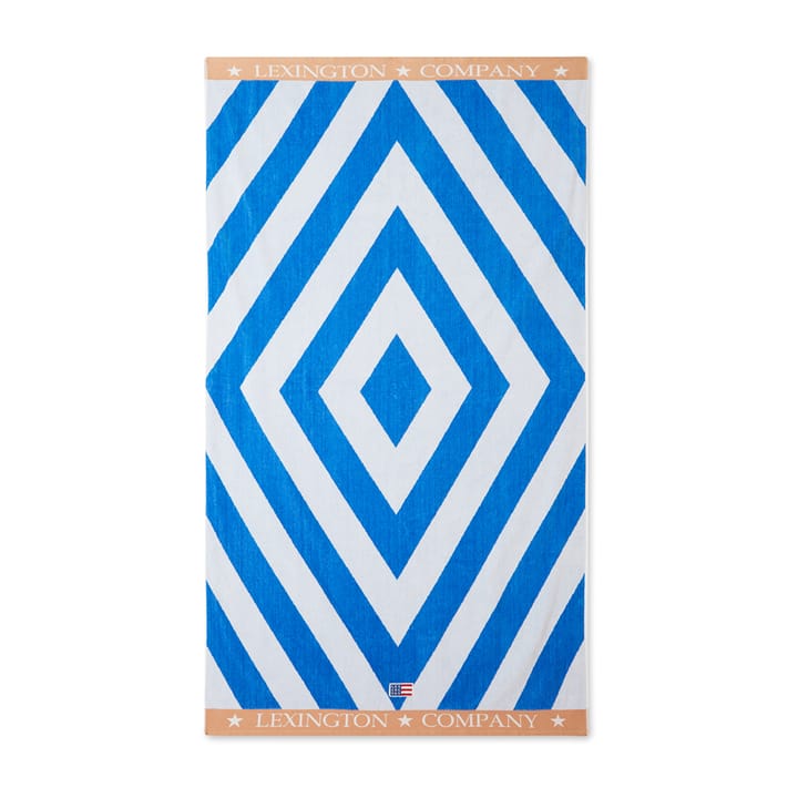 Graphic Cotton Velour Strandhandtuch 100 x 180cm - Blau-weiß-beige - Lexington