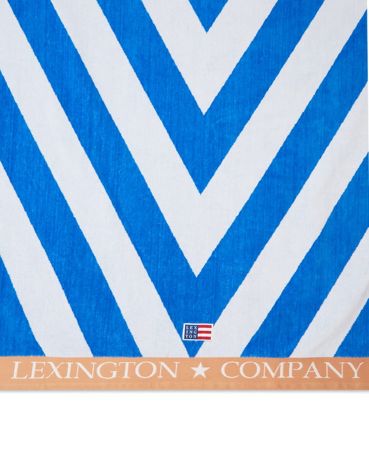 Graphic Cotton Velour Strandhandtuch 100 x 180cm, Blau-weiß-beige Lexington