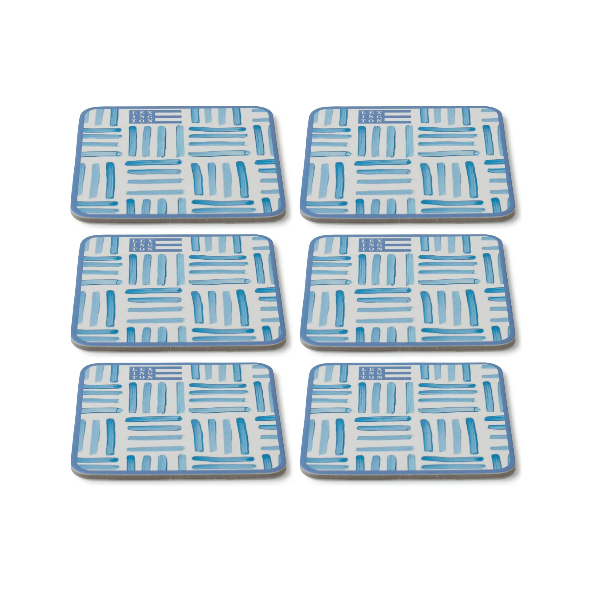 Graphic Printed Glasuntersetzer 6er Pack, Blue-White Lexington