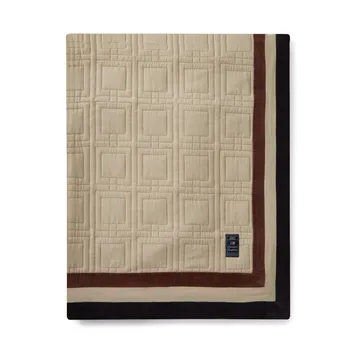 Graphic Quilted Organic Cotton Bettüberwurf 240x260cm - Light beige-brown-dark gray - Lexington
