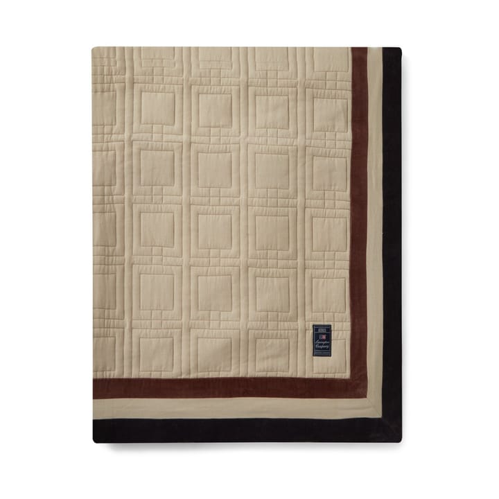 Graphic Quilted Organic Cotton Bettüberwurf 240x260cm - Light beige-brown-dark gray - Lexington