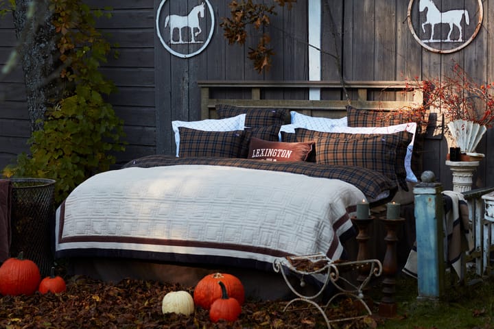 Graphic Quilted Organic Cotton Bettüberwurf 240x260cm, Light beige-brown-dark gray Lexington