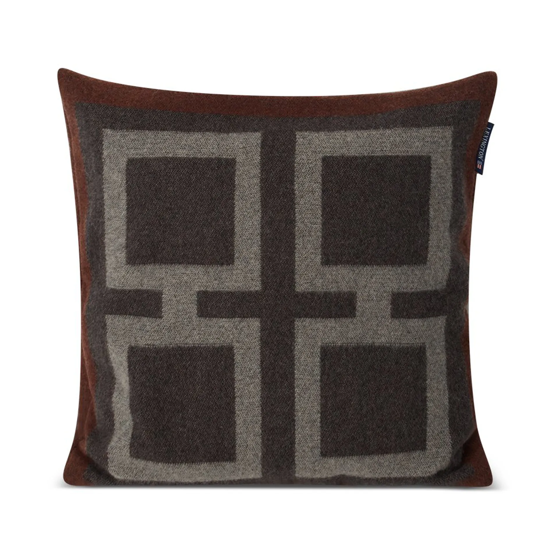 Graphic Recycled Wool Kissenbezug 50x50cm, Dark gray-white-brown Lexington