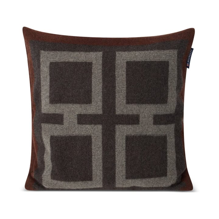 Graphic Recycled Wool Kissenbezug 50x50cm - Dark gray-white-brown - Lexington