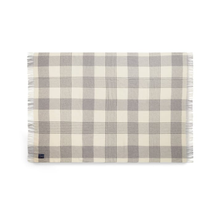 Gray Checked Recycled Wool Wolldecke 130 x 170cm - Gray-white - Lexington