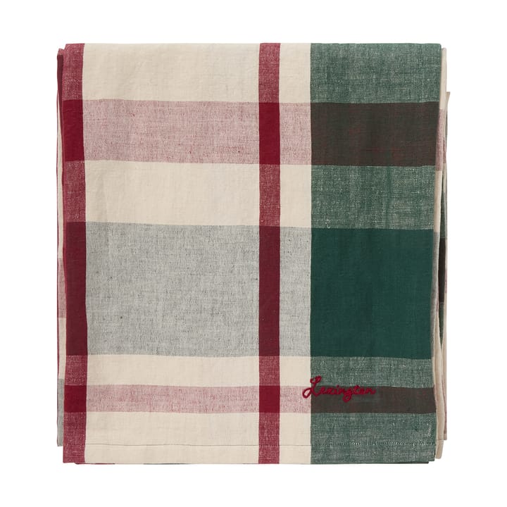 Grün-Rot karierte Leinen/Baumwoll-Tischdecke - 150×250 cm - Lexington