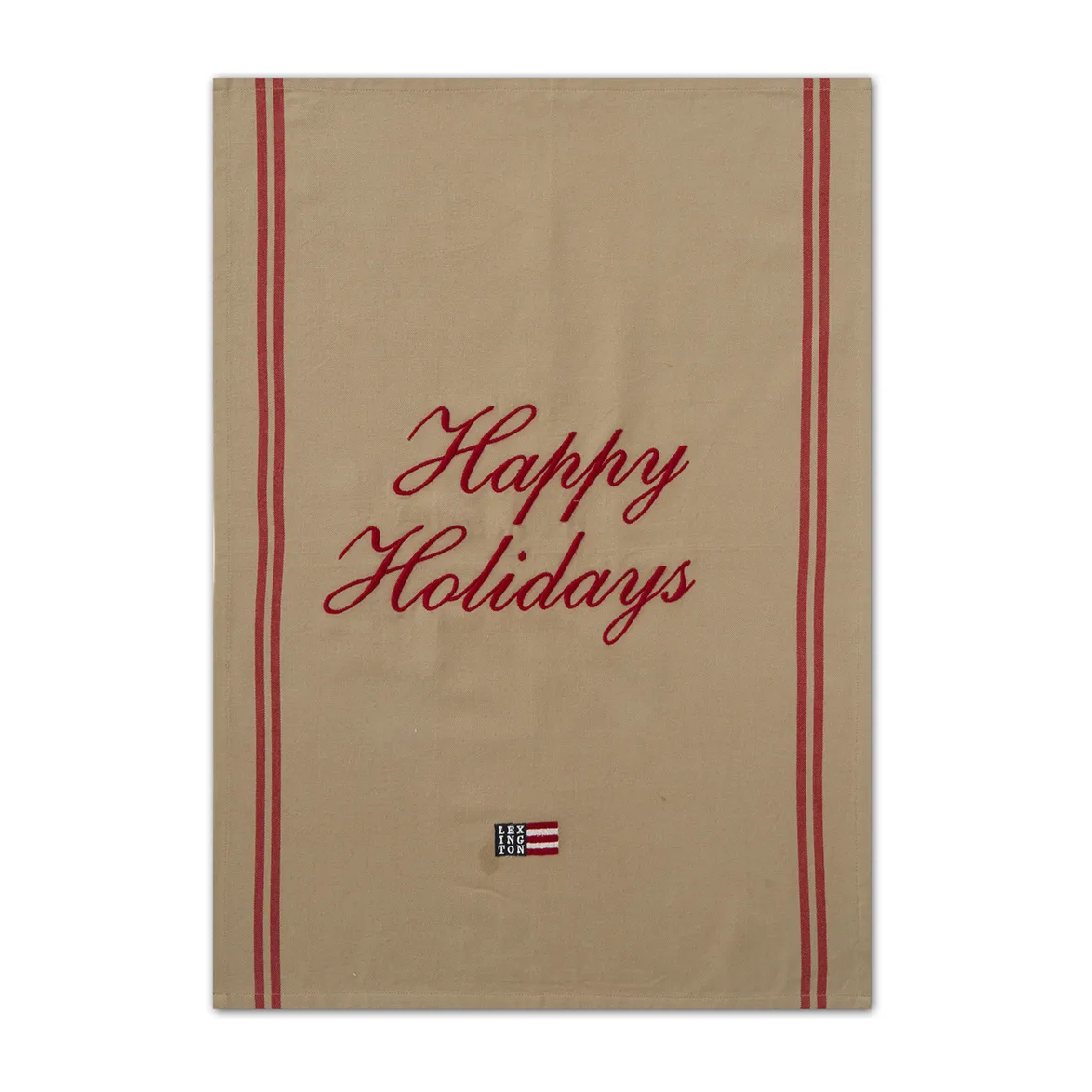 Happy Holidays Embroidered Geschirrtuch 50 x 70 cm, Beige-red Lexington