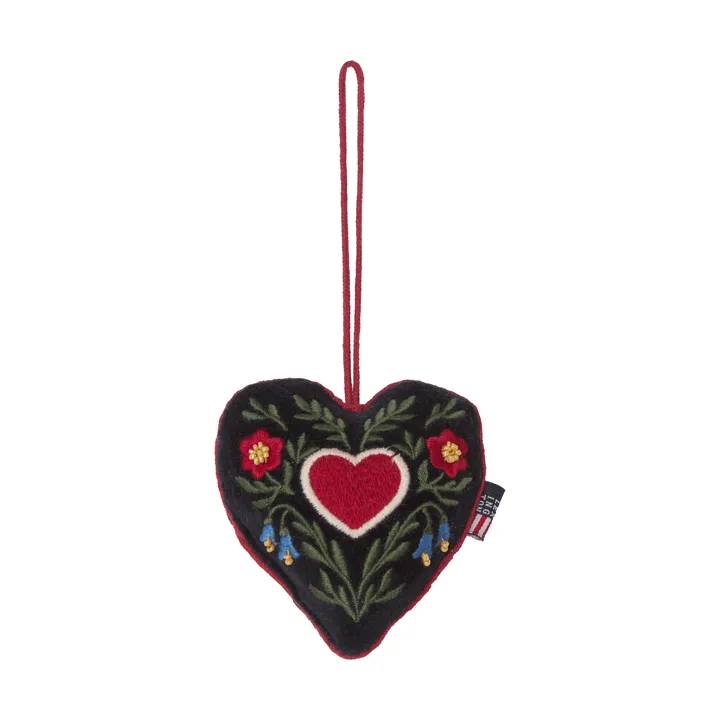 Heart aus Bio-Samtbaumwolle Weihnachtshänger - Mehrfarbig, 13x10x3 cm - Lexington