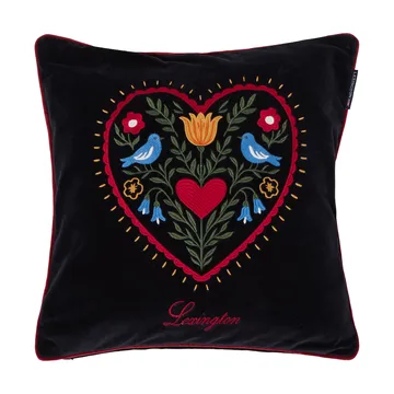 Heart Kissenbezug aus Bio-Baumwollsamt - Schwarz-Multi, 50x50 cm - Lexington