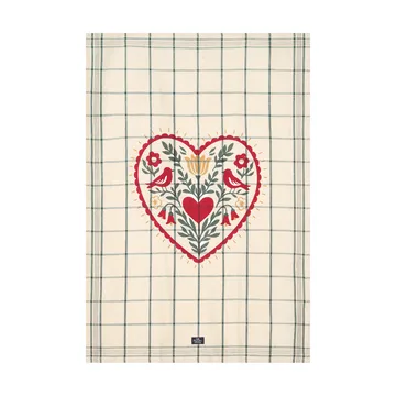 Heart Leinen/Baumwolle Küchenhandtuch - Weiß-Grün-Rot, 50x70 cm - Lexington