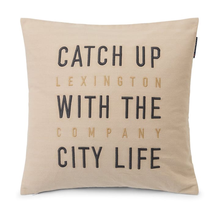 Herringbone Cotton Flanell Kissenbezug 50 x 50cm, Light beige Lexington