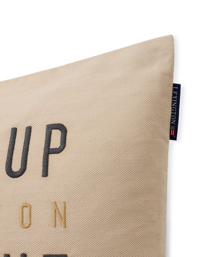 Herringbone Cotton Flanell Kissenbezug 50 x 50cm, Light beige Lexington