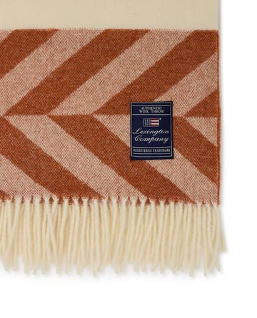 Herringbone Striped Recycled Wool Wolldecke 130 x 170cm - Copper-brown - Lexington