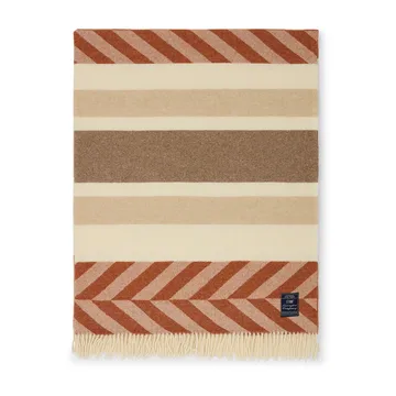 Herringbone Striped Recycled Wool Wolldecke 130 x 170cm - Copper-brown - Lexington