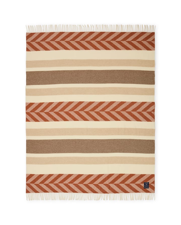 Herringbone Striped Recycled Wool Wolldecke 130 x 170cm - Copper-brown - Lexington