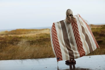 Herringbone Striped Recycled Wool Wolldecke 130 x 170cm - Copper-brown - Lexington