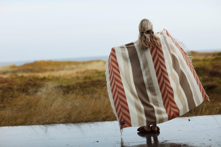 Herringbone Striped Recycled Wool Wolldecke 130 x 170cm - Copper-brown - Lexington