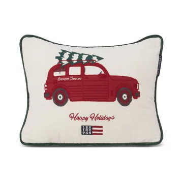 Holiday Car Organic Cotton Velvet Kissen 30 x 40cm - White-red multi - Lexington