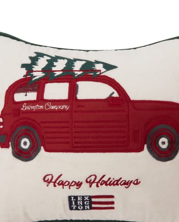 Holiday Car Organic Cotton Velvet Kissen 30 x 40cm - White-red multi - Lexington