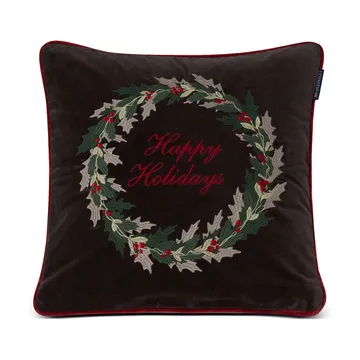 Holly Wrath Cotton Velvet Kissenbezug 50 x 50 cm - Dark grey-green-red - Lexington