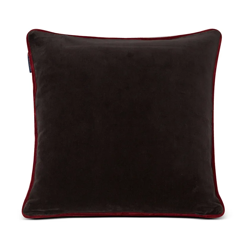 Holly Wrath Cotton Velvet Kissenbezug 50 x 50 cm, Dark grey-green-red Lexington
