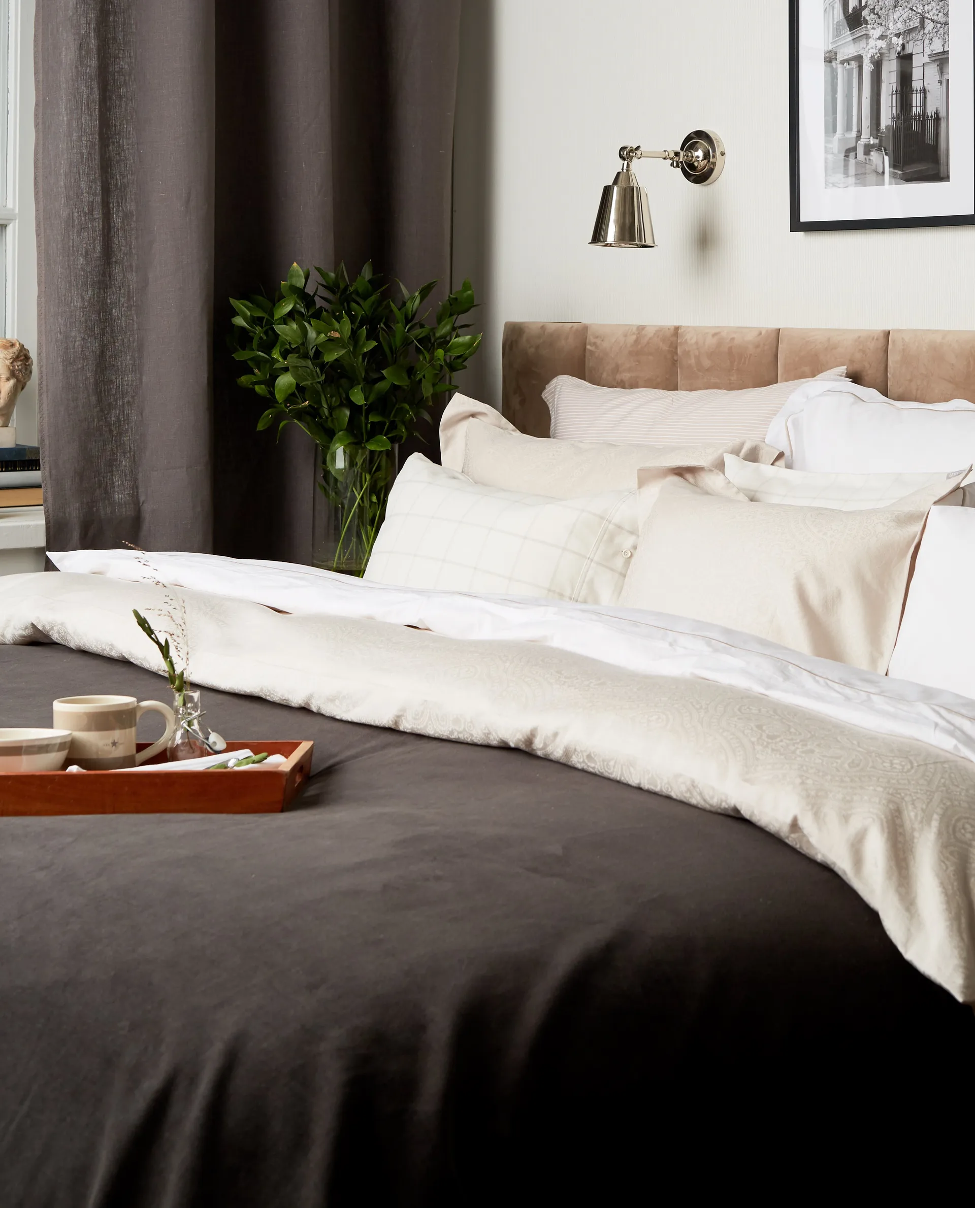 Hotel Sateen Jacquard Kissenbezug 65 x 65cm, Hellbeige Lexington
