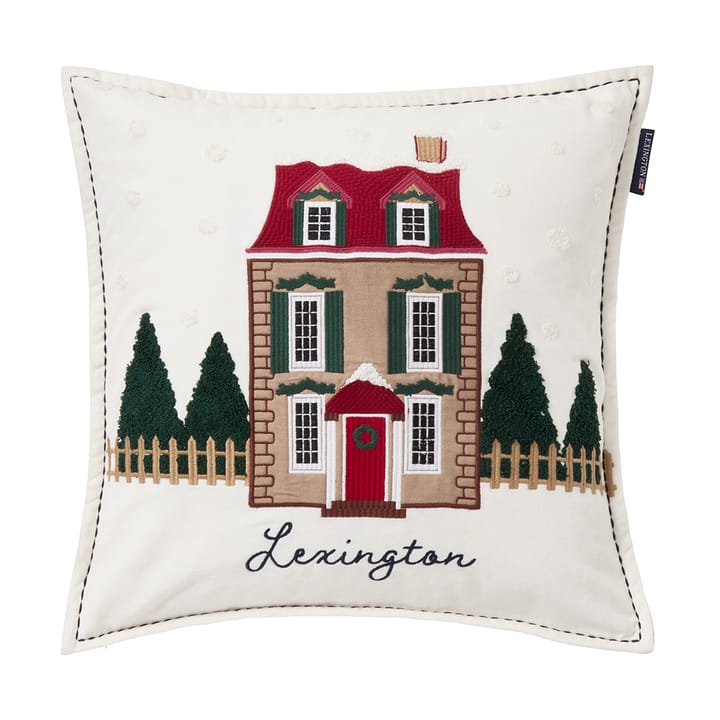 House biologischer Baumwolle-Samt Kissenbezug 50x50 cm - White-multi - Lexington