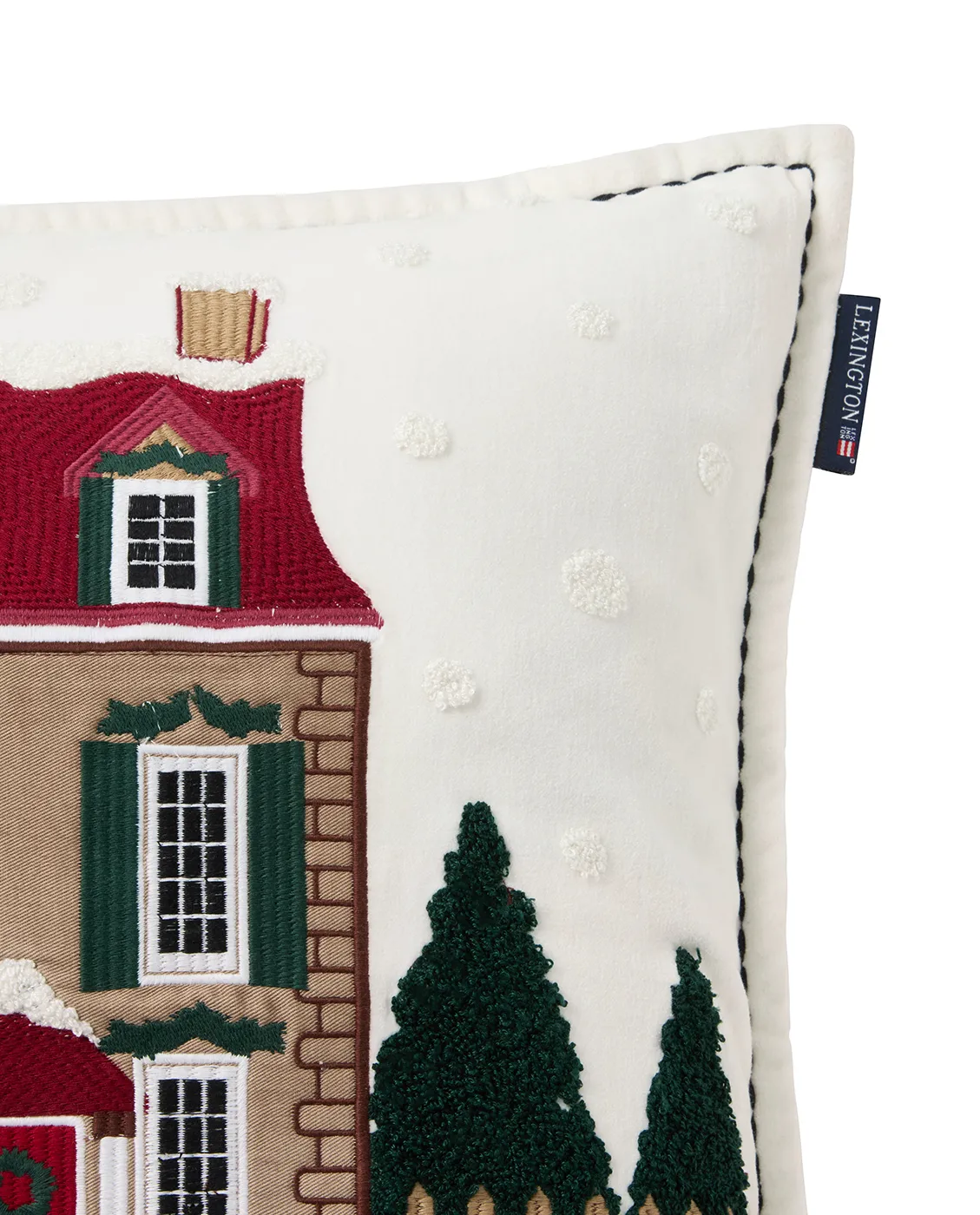 House biologischer Baumwolle-Samt Kissenbezug 50x50 cm, White-multi Lexington