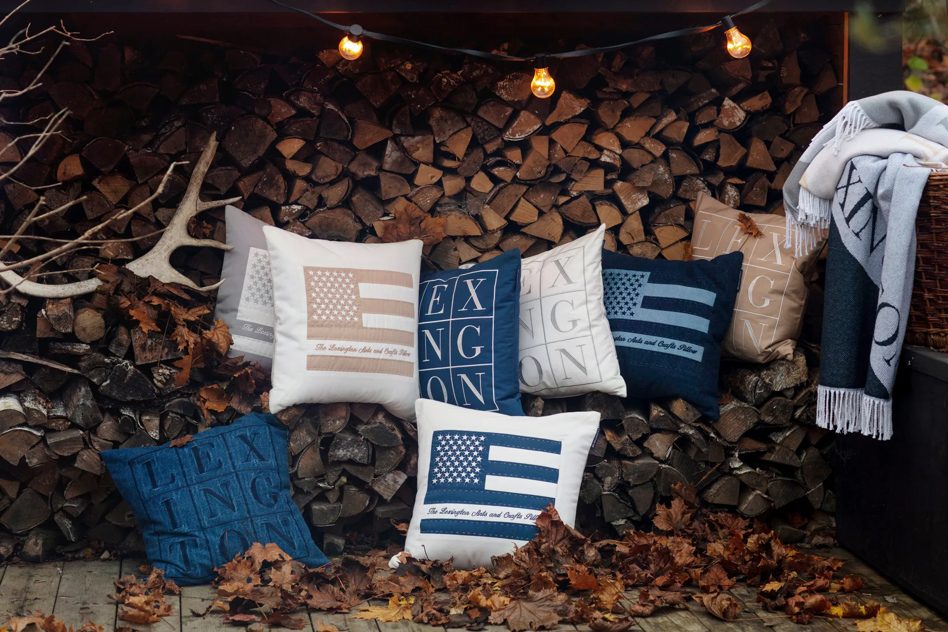 Icons Denim Logo Kissenbezug 50 x 50cm, Denim blue Lexington