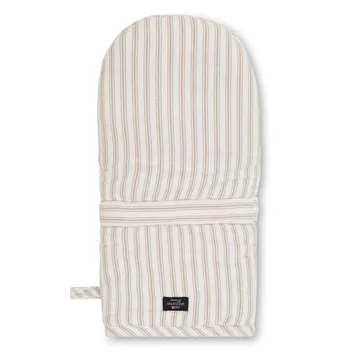 Icons Herringbone Striped Ofenhandschuh - Beige-white - Lexington