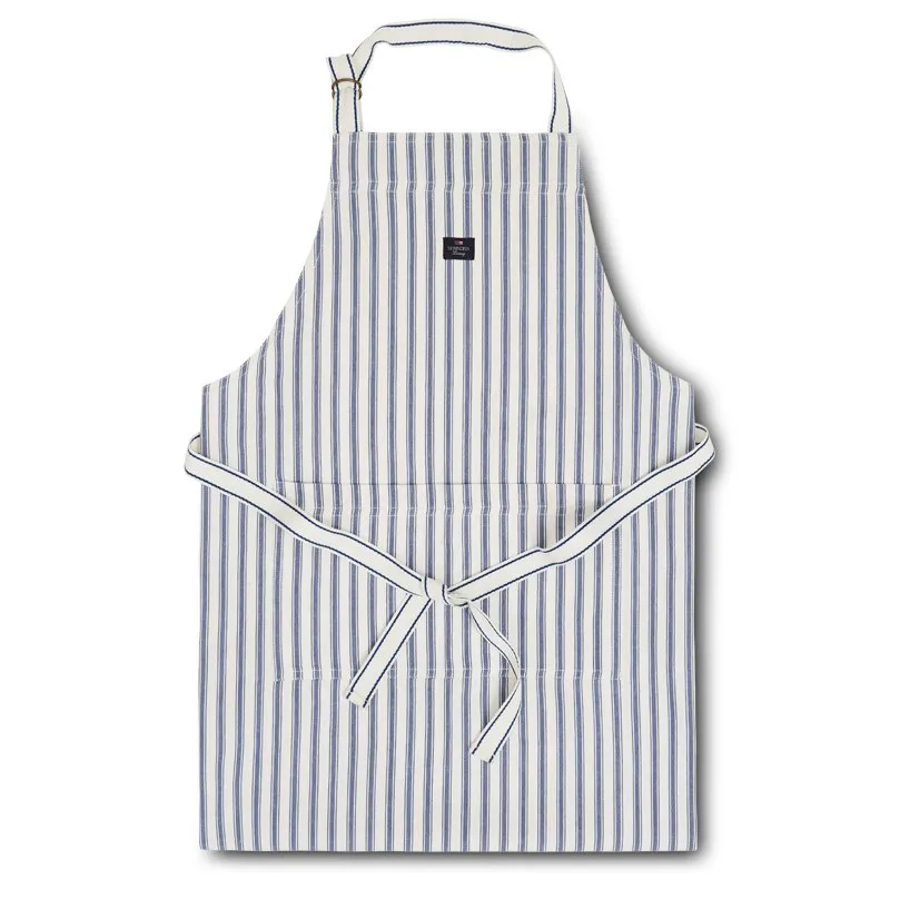 Icons Herringbone Striped Schürze, Blue-white Lexington