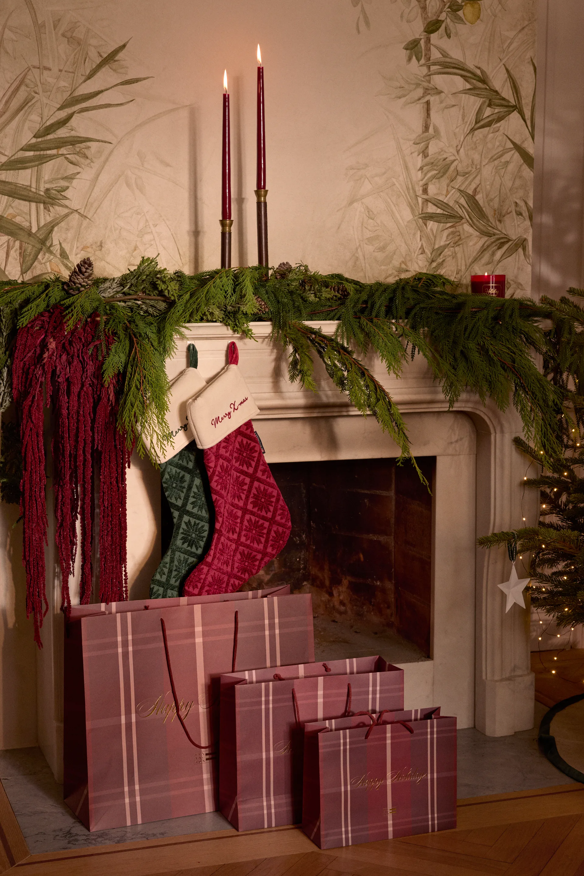 Jacquard biologischer Baumwolle/Viscose Weihnachtsstrumpf, Green Lexington