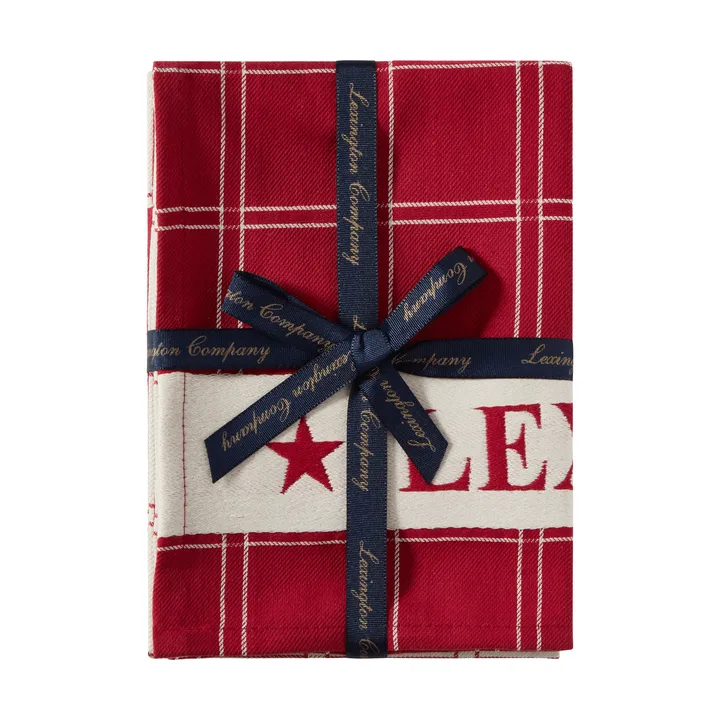 Jacquardgewebtes Baumwolle-Küchentuch 2er-Pack - Rot-Weiß, 50x70 cm - Lexington