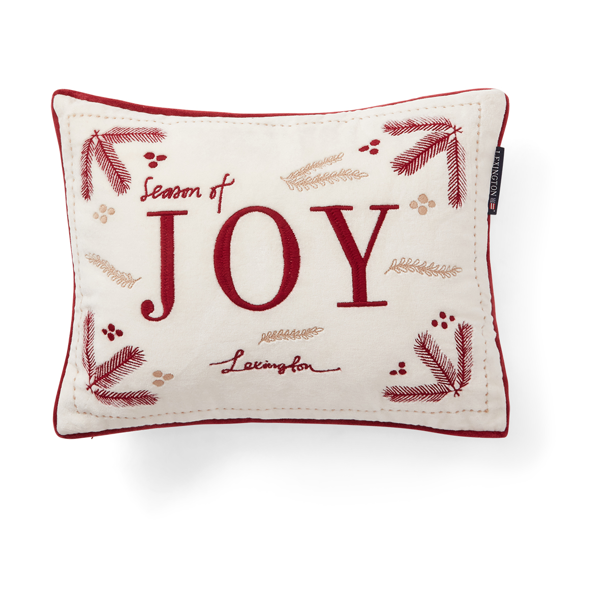 Lexington Joy Organic Cotton Velvet kissen 30x40 cm Weiß-Rot