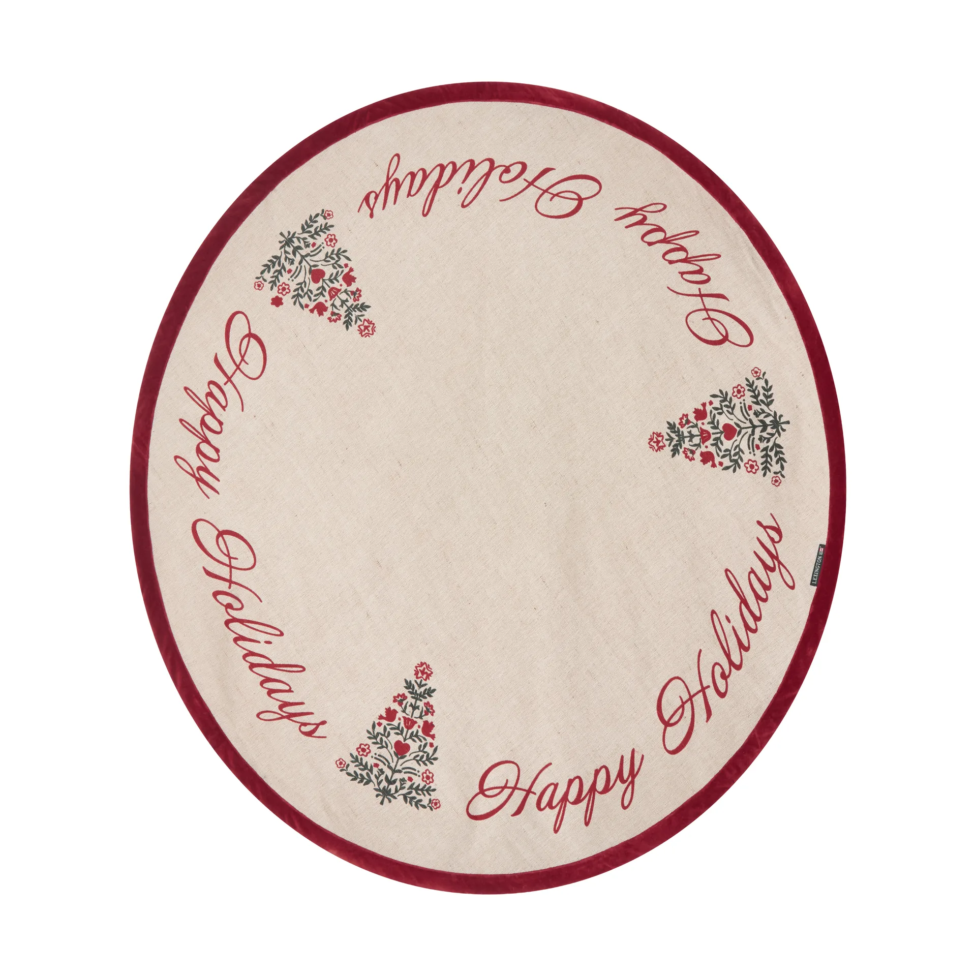 Jute Cotton Christmas Tree Weihnachtsbaum-Teppich Ø 110 cm, Natur-Rot Lexington