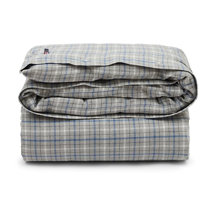 Karierter Bettbezug aus Baumwolle und Flanell 220x220 cm - Gray Melange/Blue/White - Lexington
