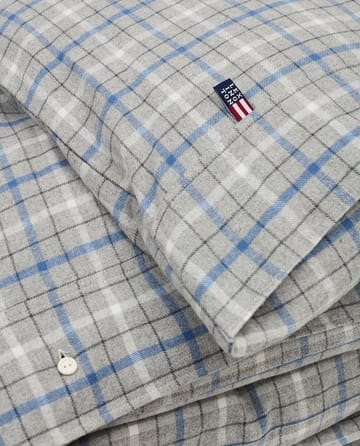 Karierter Bettbezug aus Baumwolle und Flanell 220x220 cm - Gray Melange/Blue/White - Lexington