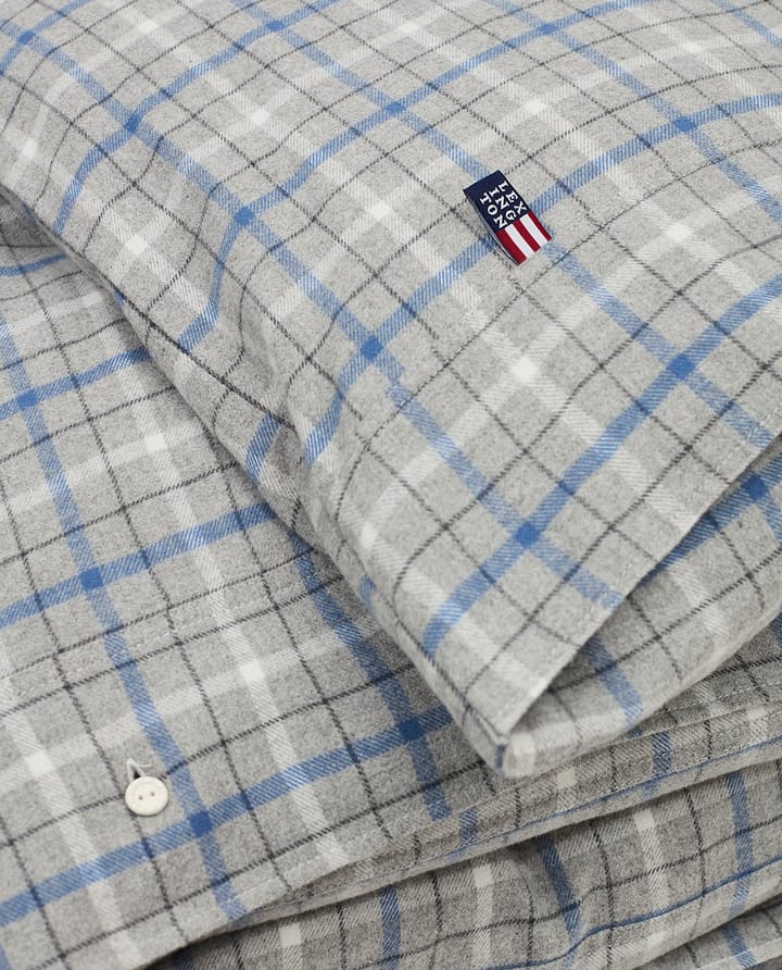 Karierter Bettbezug aus Baumwolle und Flanell 220x220 cm, Gray Melange/Blue/White Lexington