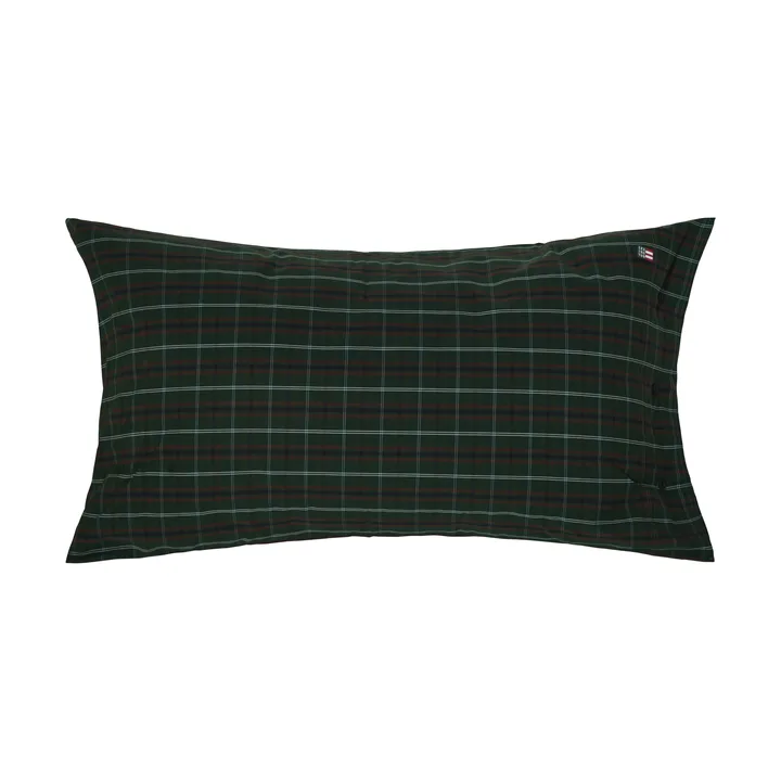 Kariertes Baumwoll-Perkal-Kissenbezug - Grün-Navy, 50x90 cm - Lexington