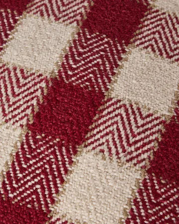 Kariertes Kissenbezug aus Bio-Baumwolle mit Fransen - Rot-Hellbeige-Beige - Lexington