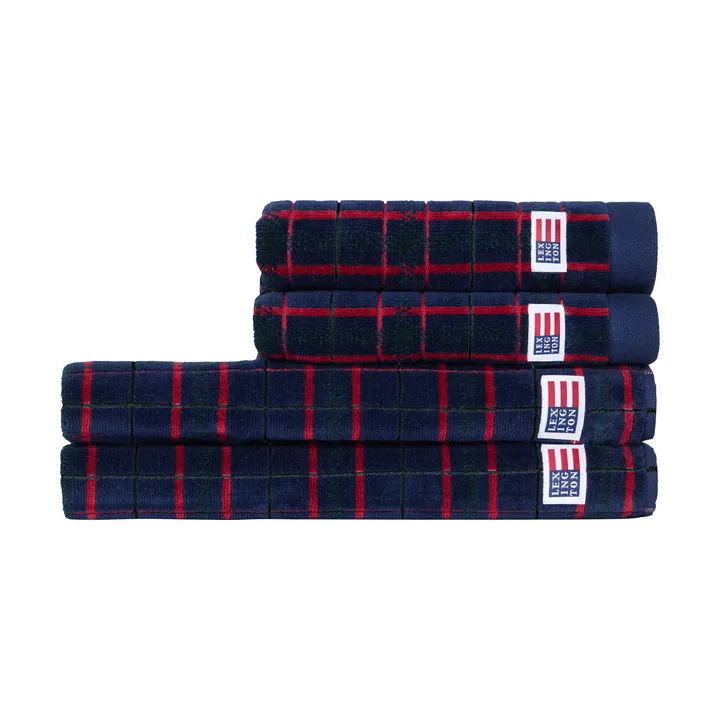 Lexington karierte Handtücher, 4-teilig - Navy-green, 2 Stk. 50x70 cm, 2 Stk. 70x30 cm - Lexington