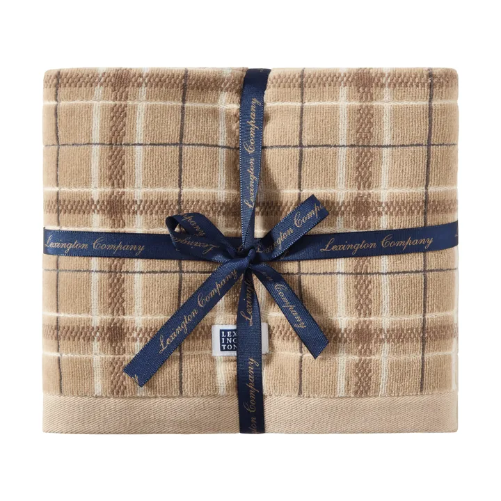 Lexington kariertes Handtuch 2er-Pack - Beige-Grau - Lexington