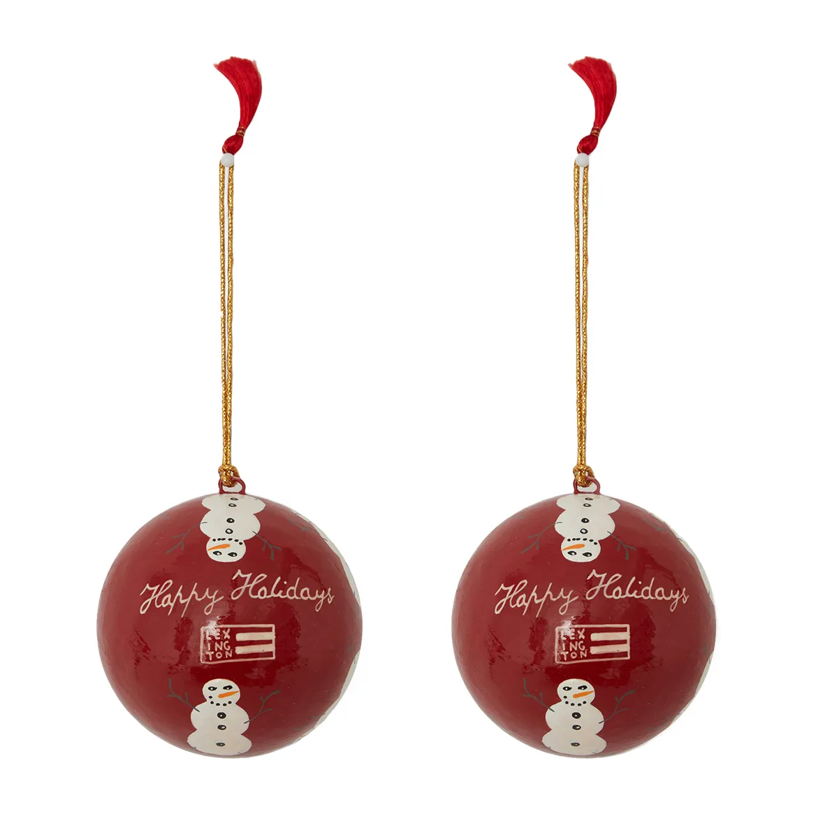 Lexington Pappmaché-Weihnachtsbaumkugel im 2er-Pack, Red-white Lexington