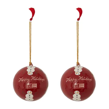Lexington Pappmaché-Weihnachtsbaumkugel im 2er-Pack - Red-white - Lexington