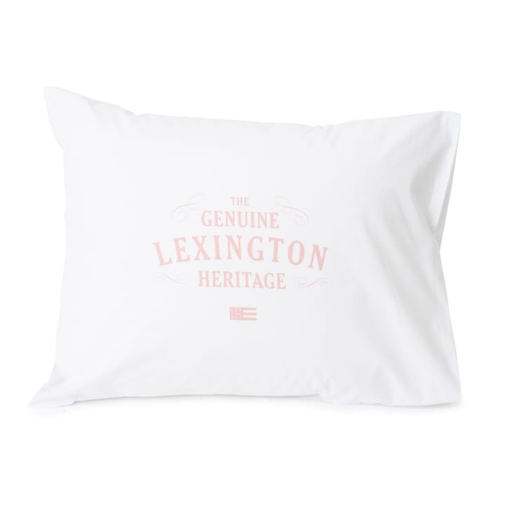 Lexington Printed Cotton Poplin Kissenbezug 50 x 60cm - Weiß-rosa - Lexington
