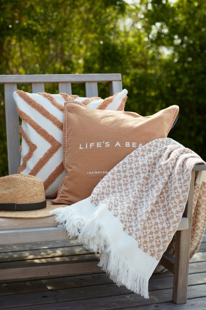 Life's A Beach Embroidered Kissenbezug 50 x 50cm, Beige-weiß Lexington