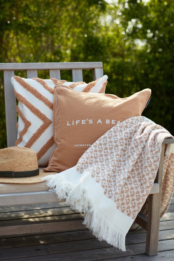 Life's A Beach Embroidered Kissenbezug 50 x 50cm - Beige-weiß - Lexington