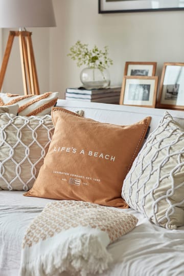 Life's A Beach Embroidered Kissenbezug 50 x 50cm - Beige-weiß - Lexington